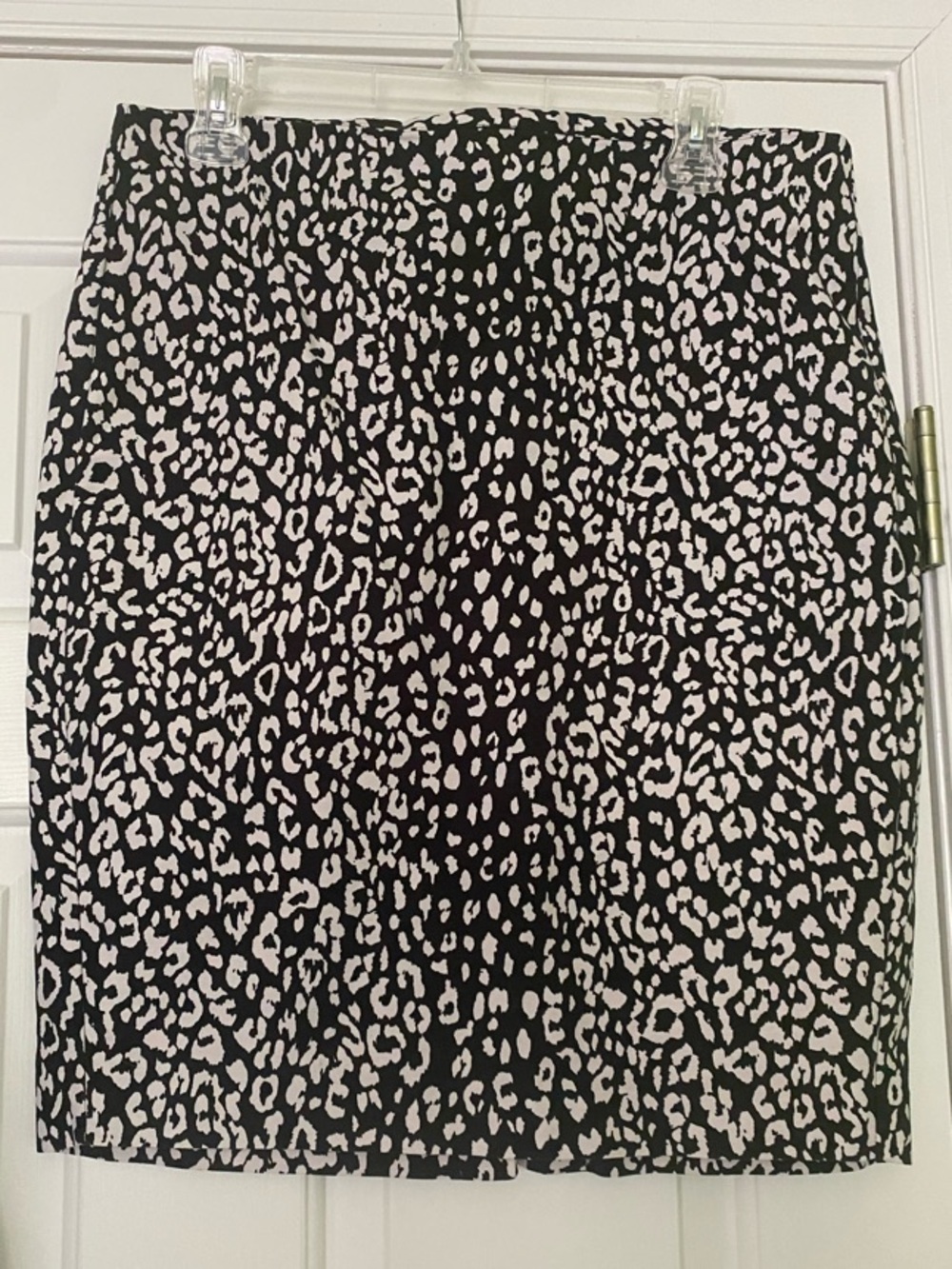 Banana Republic Black and White Leopard-Print Skirt